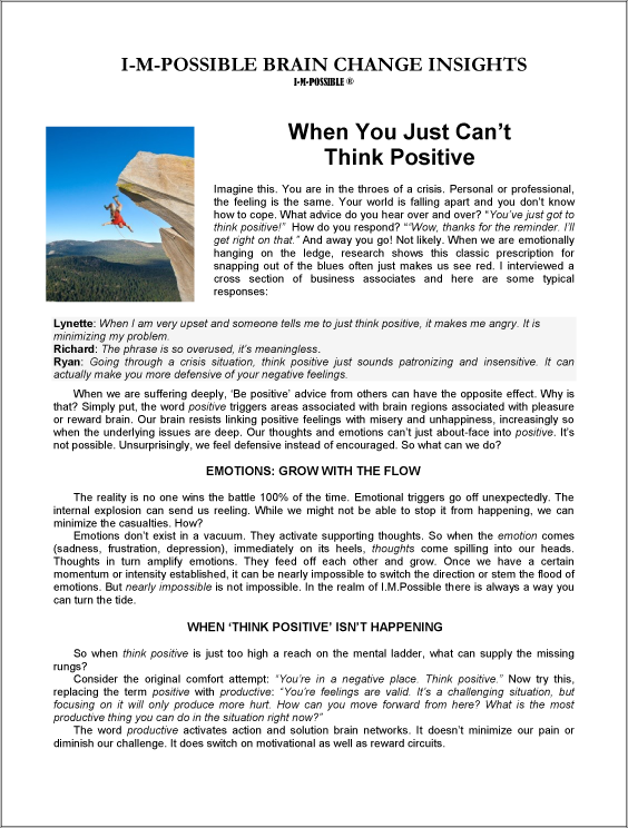 I-M-POSSIBLE newsletter sample issue